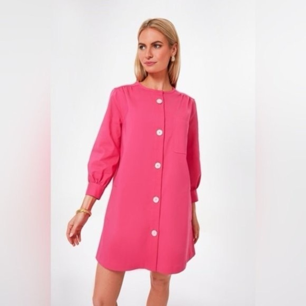 TUCKERNUCK Pink Blake Mini A Line Button Down Shirt Dress XXS EUC - Picture 2 of 6